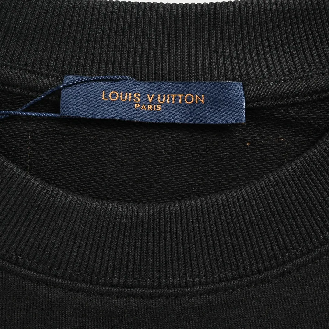 Louis Vuitton/Louis Vuitton 24Fw leather label letter embroidered round neck sweatshirt